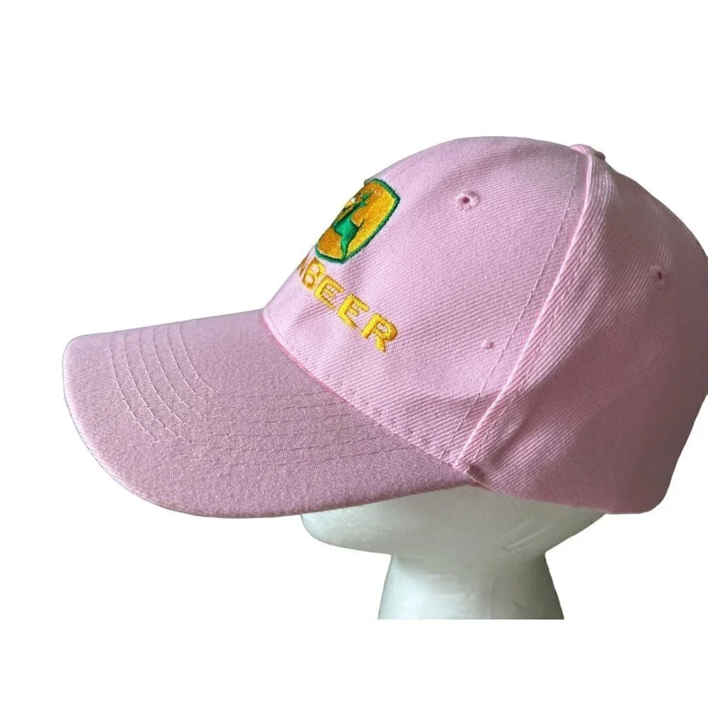 John Deer Pink Denim Baseball Hat Logo Adjustable Backing